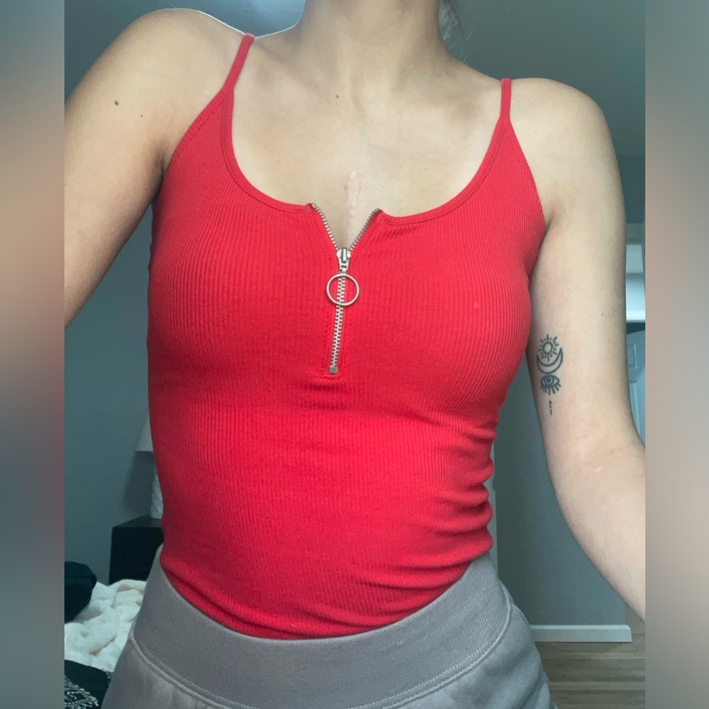 Red Zipper Bodysuit